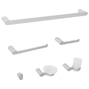 Set di 6 accessori da bagno in alluminio argento con bicchiere e portasapone inclusi Accessori da bagno minimalisti chic