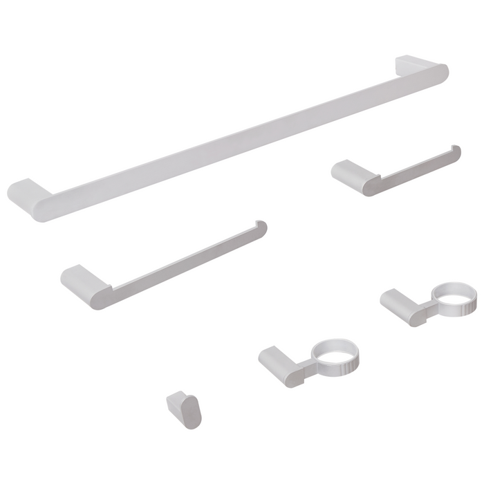 Set di 6 accessori da bagno in alluminio argento con bicchiere e portasapone inclusi Accessori da bagno minimalisti chic