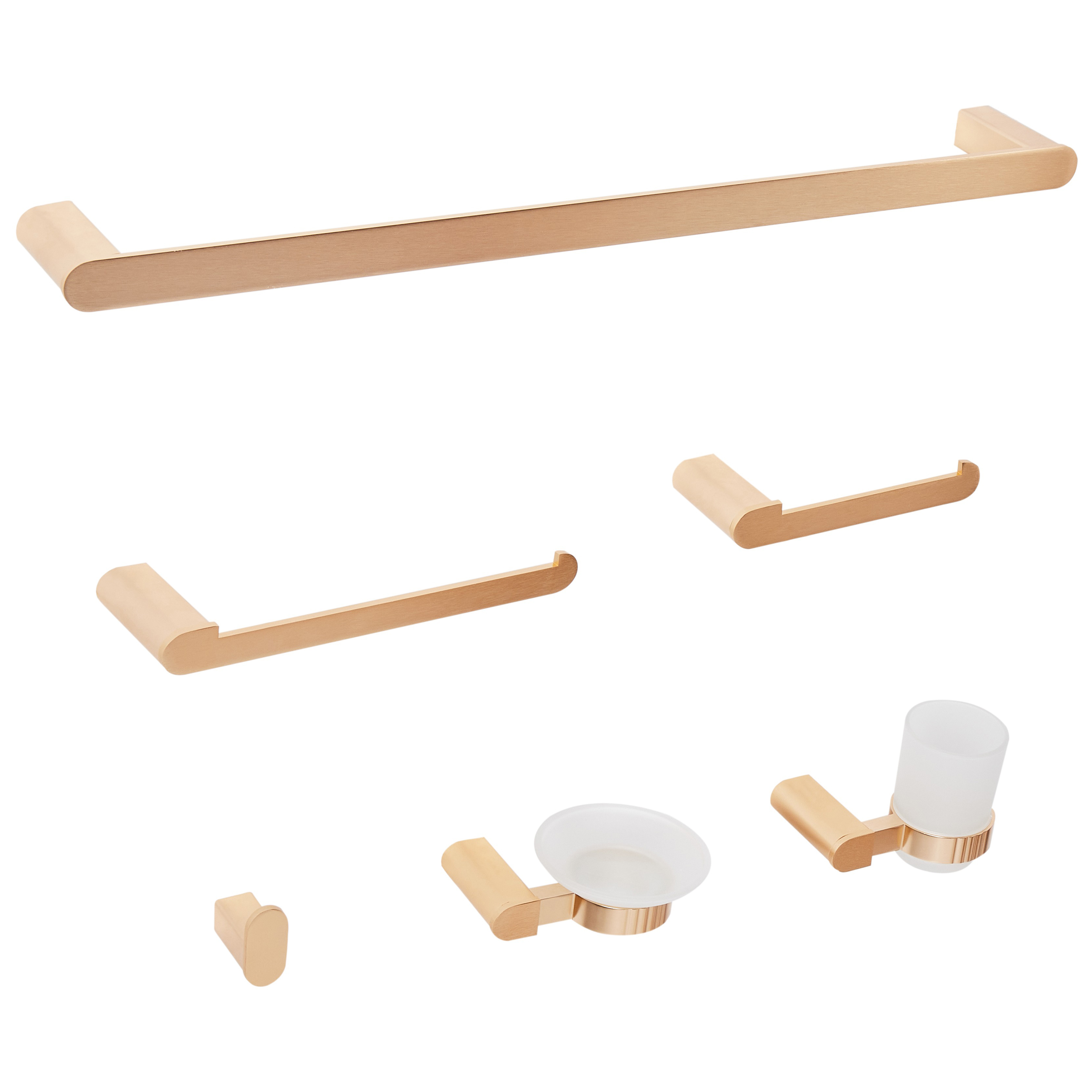 Set di 6 accessori da bagno in alluminio oro con bicchiere e portasapone inclusi Accessori da bagno minimalisti chic