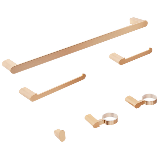 Set di 6 accessori da bagno in alluminio oro con bicchiere e portasapone inclusi Accessori da bagno minimalisti chic