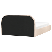 Letto moderno con contenitore e testata imbottita in bouclé beige chiaro 160 x 200 cm