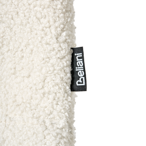 Set di 2 sedie da conferenza con rivestimento in bouclé bianco sporco e gambe in ferro, impilabili.