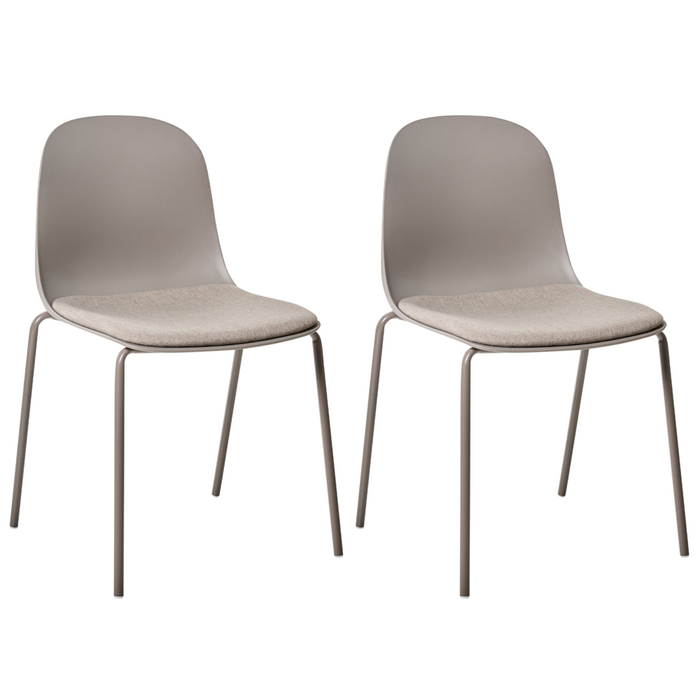 Set di 2 sedie da conferenza Seduta in poliestere tortora Schienale in plastica Gambe in ferro Arredo ufficio moderno