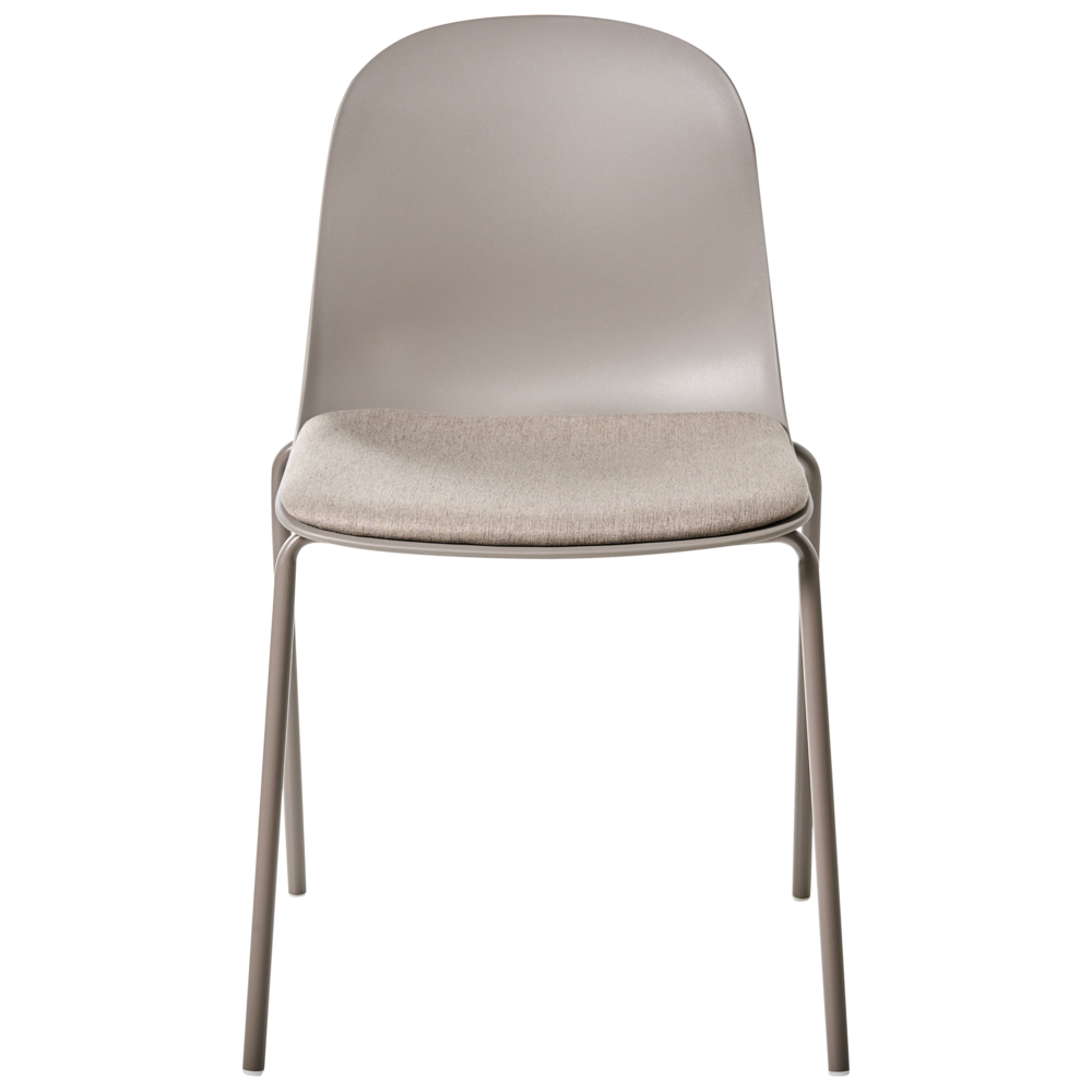 Set di 2 sedie da conferenza Seduta in poliestere tortora Schienale in plastica Gambe in ferro Arredo ufficio moderno