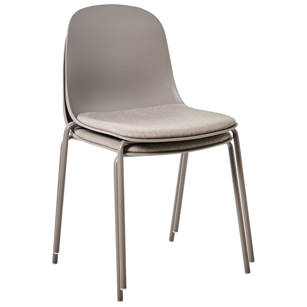 Set di 2 sedie da conferenza Seduta in poliestere tortora Schienale in plastica Gambe in ferro Arredo ufficio moderno