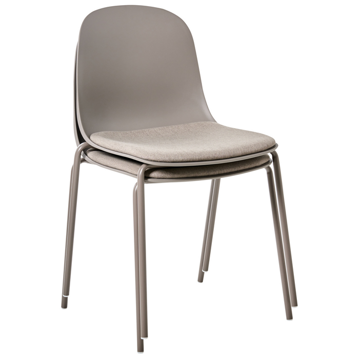 Set di 2 sedie da conferenza Seduta in poliestere tortora Schienale in plastica Gambe in ferro Arredo ufficio moderno