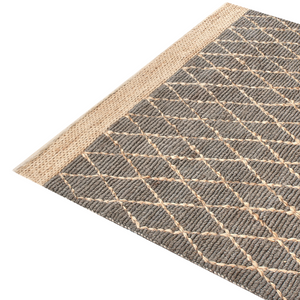 Tappeto Runner Grigio Juta 200 x 300 cm Motivo geometrico Tessuto a mano Boho Corridoio Camera da letto