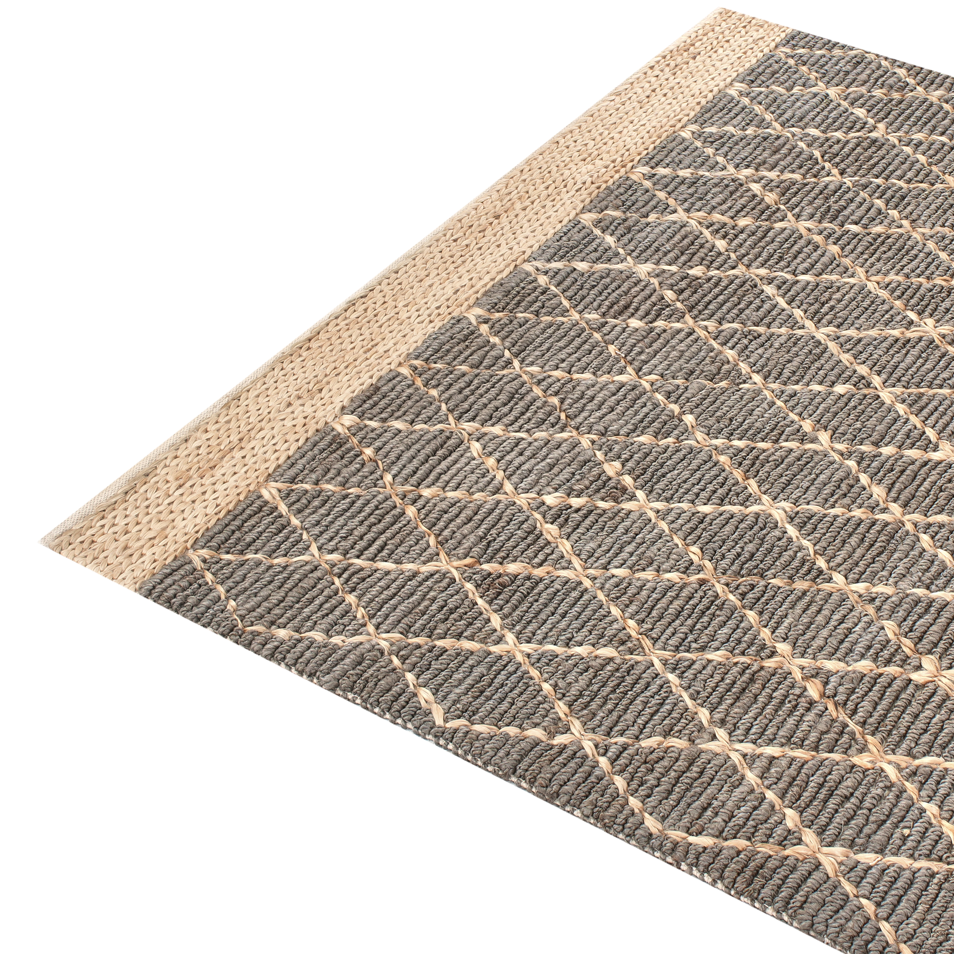 Tappeto Runner Grigio Juta 200 x 300 cm Motivo geometrico Tessuto a mano Boho Corridoio Camera da letto