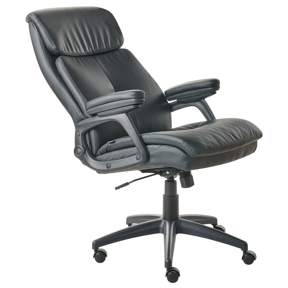 Executive Office Chair Black Faux Leather Upholstery Seat Height Adjustment Swivel Padding