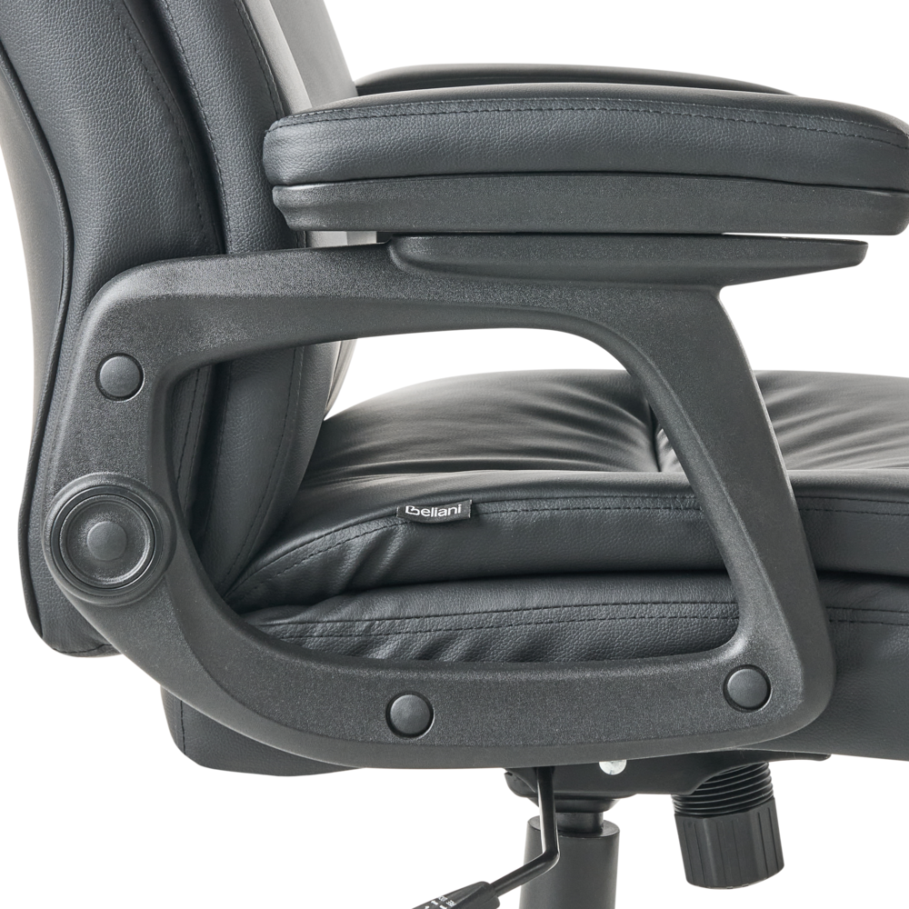 Executive Office Chair Black Faux Leather Upholstery Seat Height Adjustment Swivel Padding