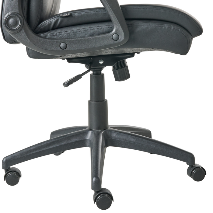 Executive Office Chair Black Faux Leather Upholstery Seat Height Adjustment Swivel Padding