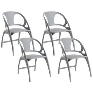 Set di 4 sedie da giardino in polipropilene grigio plastica leggera e resistente agli agenti atmosferici per interni e per esterni.