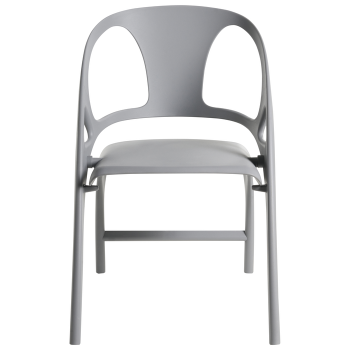 Set di 4 sedie da giardino in polipropilene grigio plastica leggera e resistente agli agenti atmosferici per interni e per esterni.