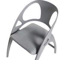 Set di 4 sedie da giardino in polipropilene grigio plastica leggera e resistente agli agenti atmosferici per interni e per esterni.