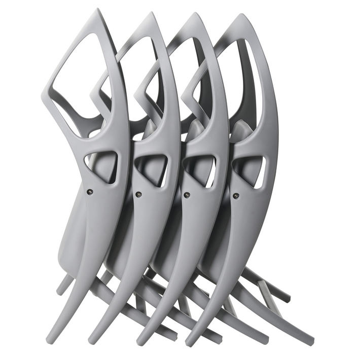 Set di 4 sedie da giardino in polipropilene grigio plastica leggera e resistente agli agenti atmosferici per interni e per esterni.