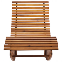 Lettino prendisole in legno di acacia Cuscino rosso a doghe Design a dondolo Forma curva