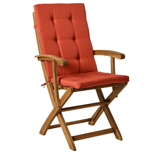 Set di 2 sedie da pranzo da giardino in legno con cuscini telaio in legno di acacia pieghevole design rustico rosso