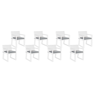 Set di 8 cuscini di seduta per sedia da giardino in tessuto resistente all'acqua grigio chiaro