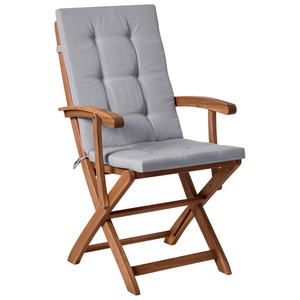 Set di 2 sedie da pranzo da giardino in legno con cuscini telaio in legno di acacia pieghevole design rustico grigio chiaro