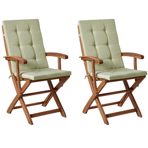Set di 2 sedie da pranzo da giardino in legno con cuscini telaio in legno di acacia pieghevole design rustico verde chiaro