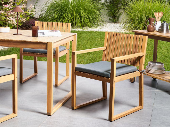 Set di 8 cuscini per sedie da giardino in tessuto poliestere resistente ai raggi UV grigio