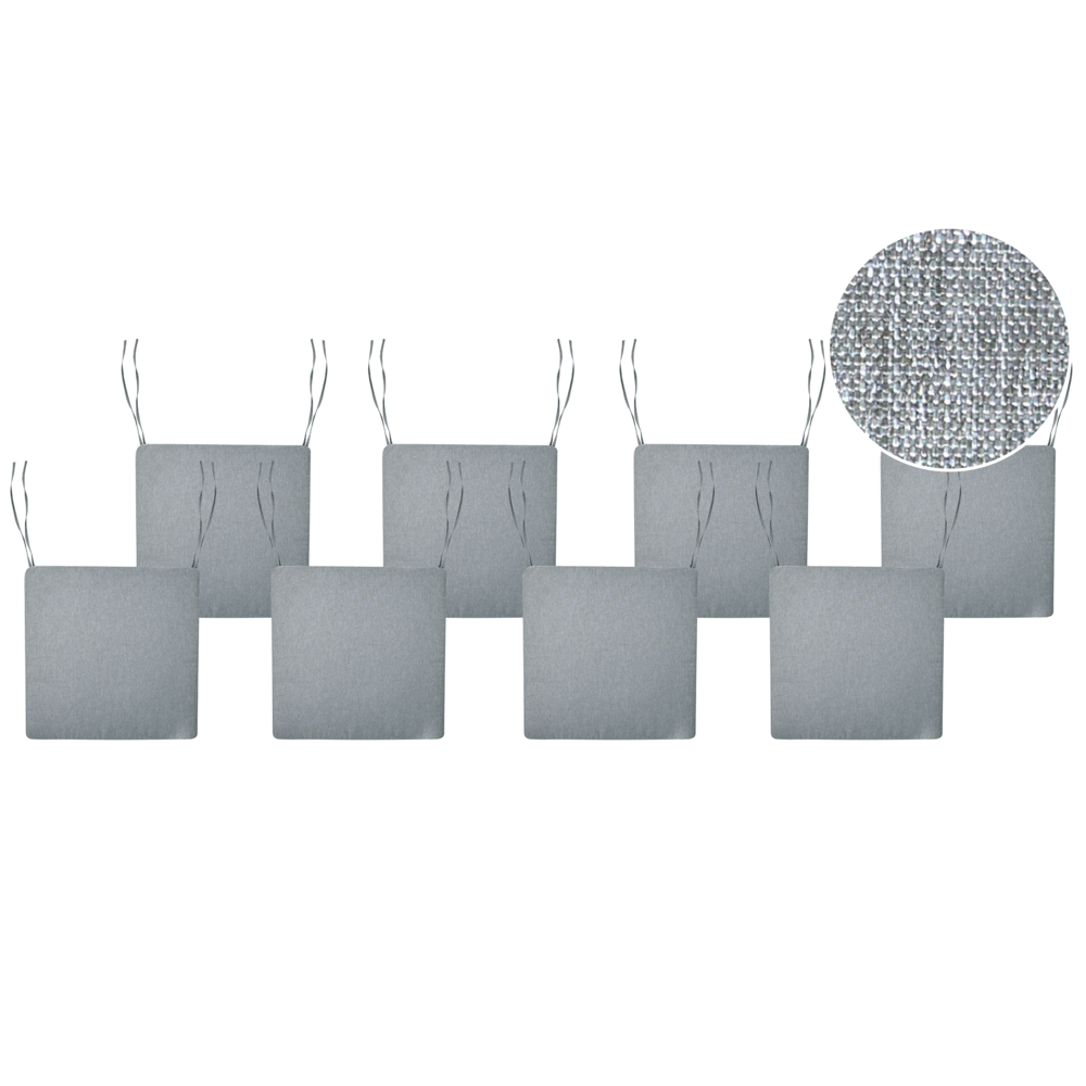 Set di 8 cuscini per sedie da giardino in tessuto poliestere resistente ai raggi UV grigio