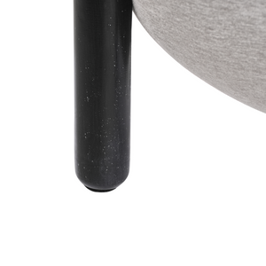 Pouf grigio in poliestere simile al lino Rivestimento in finto lino Gambe in legno Poggiapiedi Accessori per la casa Soggiorno