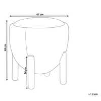 Pouf grigio in poliestere simile al lino Rivestimento in finto lino Gambe in legno Poggiapiedi Accessori per la casa Soggiorno