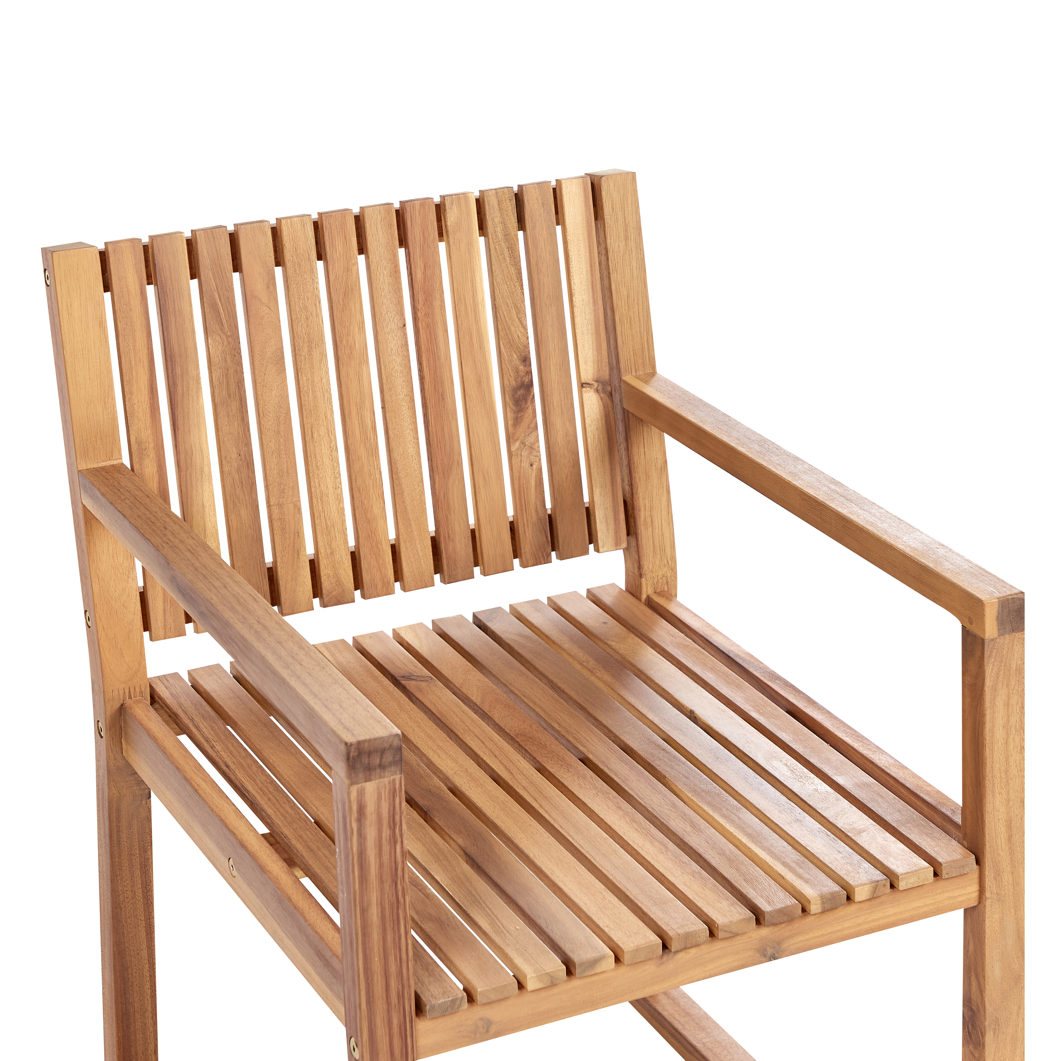 Set di 2 sedie da pranzo da giardino per esterni in legno d'acacia con cuscini rosso resistente agli agenti atmosferici dal design classico