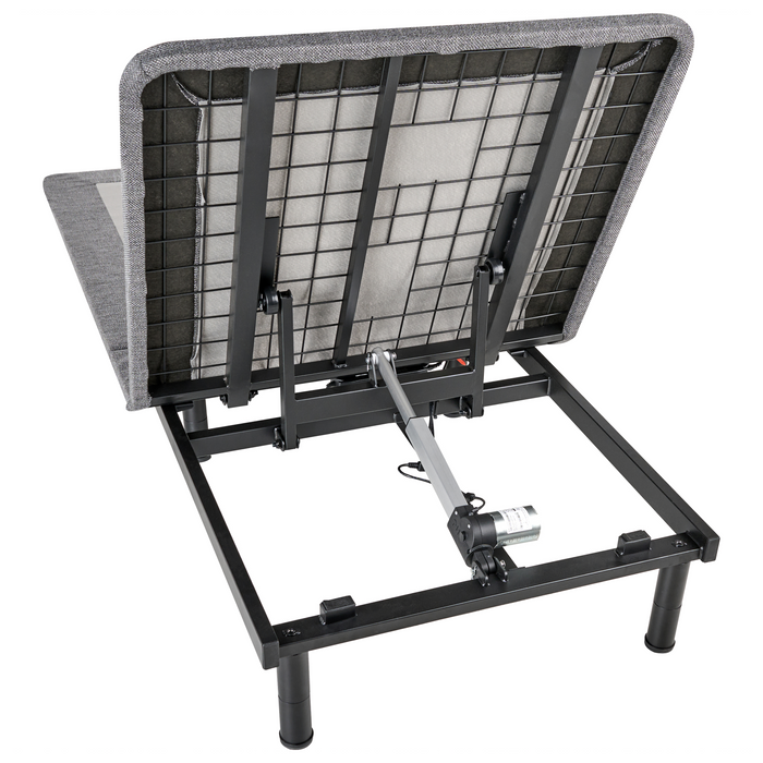 Base letto elettrica regolabile in poliestere grigio 90 x 200 cm con gambe in metallo