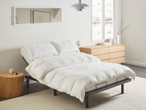 Base letto elettrica regolabile in poliestere grigio 140 x 200 cm con gambe in metallo