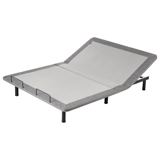 Base letto elettrica regolabile in poliestere grigio 140 x 200 cm con gambe in metallo