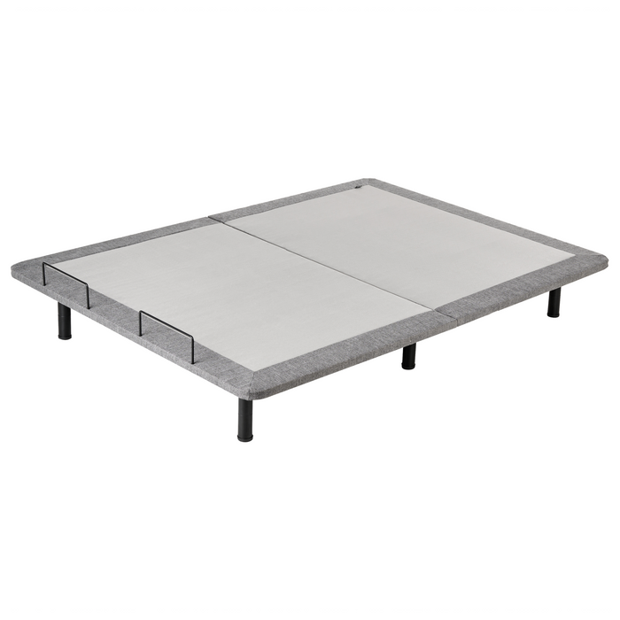 Base letto elettrica regolabile in poliestere grigio 140 x 200 cm con gambe in metallo