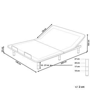 Base letto elettrica regolabile in poliestere grigio 140 x 200 cm con gambe in metallo