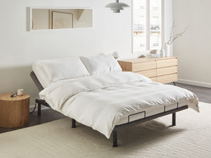 Base letto elettrica regolabile in poliestere grigio 160 x 200 cm con gambe in metallo