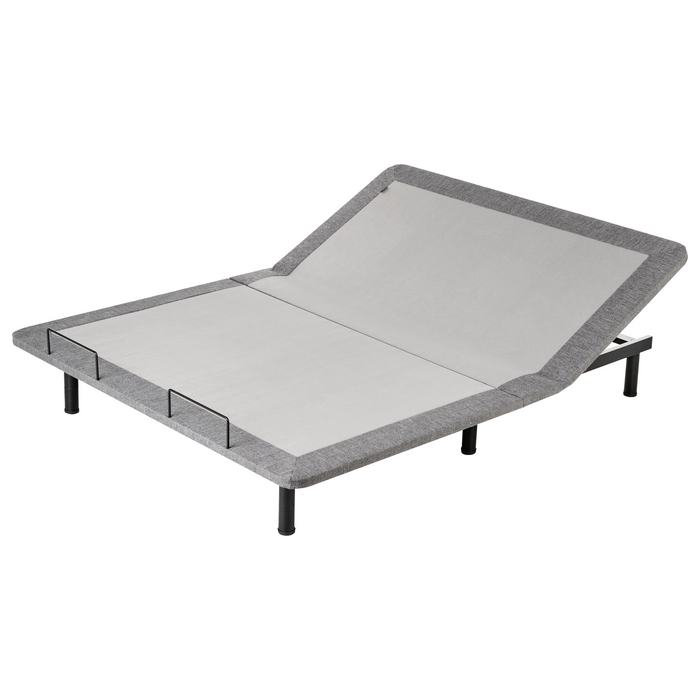 Base letto elettrica regolabile in poliestere grigio 160 x 200 cm con gambe in metallo