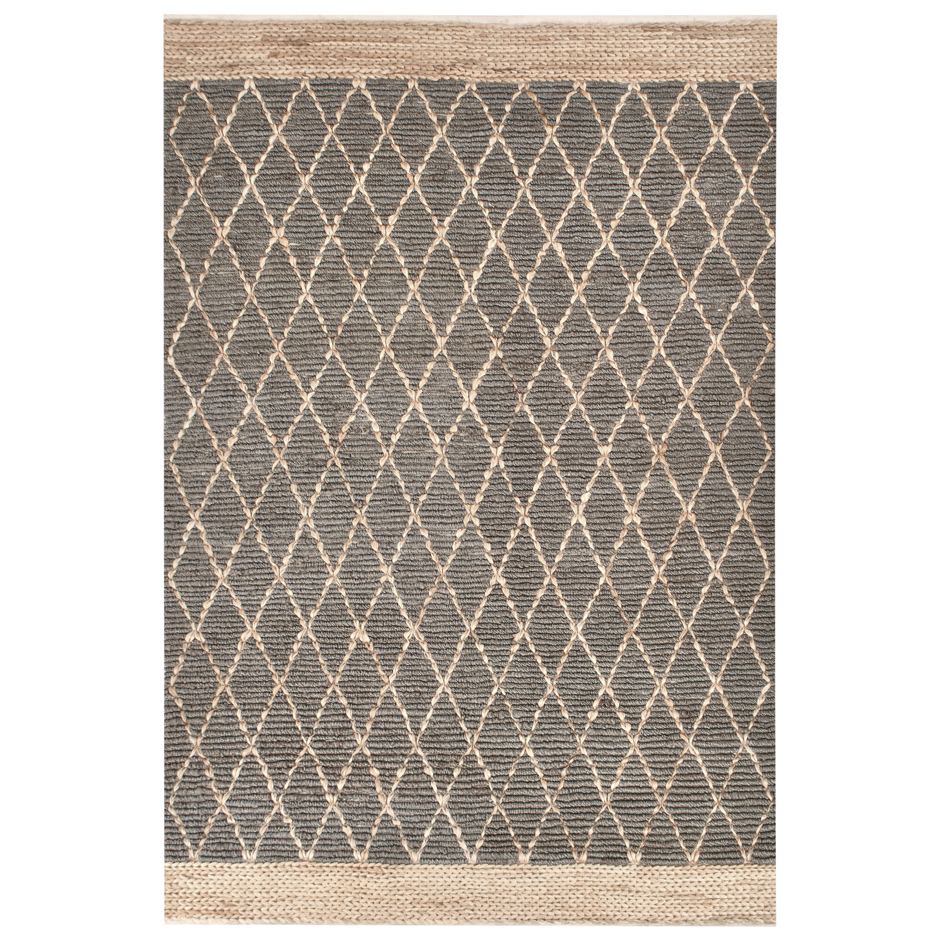 Tappeto Runner Grigio Juta 200 x 300 cm Motivo geometrico Tessuto a mano Boho Corridoio Camera da letto