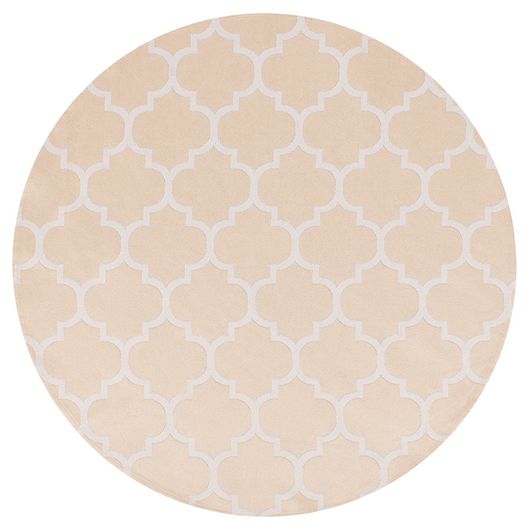 Tappeto rotondo per interni e per esterni con motivo a traliccio marocchino ⌀ 120 cm Beige e bianco moderno balcone patio