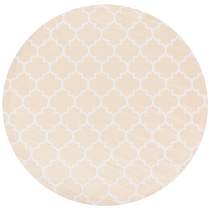 Tappeto rotondo per interni e per esterni con motivo a traliccio marocchino ⌀ 160 cm Beige e bianco moderno balcone patio