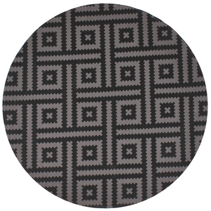 Tappeto rotondo per interni e per esterni con motivo geometrico ⌀ 160 cm nero e grigio stile moderno balcone patio