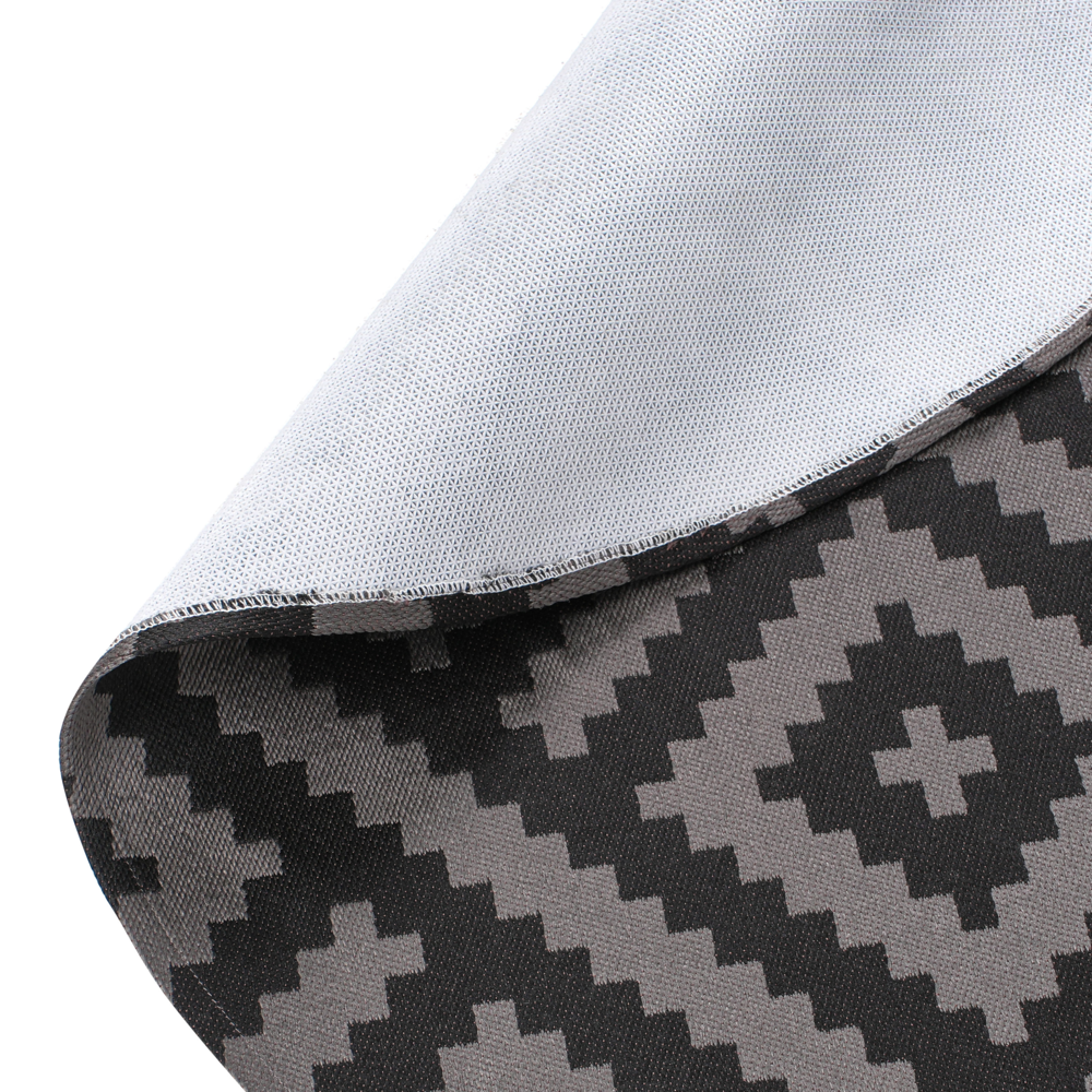 Tappeto rotondo per interni e per esterni con motivo geometrico ⌀ 160 cm nero e grigio stile moderno balcone patio