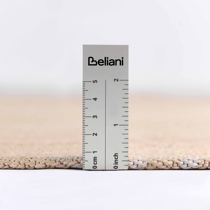 Tappeto rotondo per interni e per esterni con motivo geometrico ⌀ 120 cm Beige stile moderno balcone patio