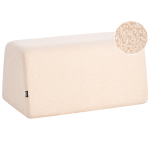 Pouf poggiapiedi rettangolare da salotto imbottito in tessuto boucle beige