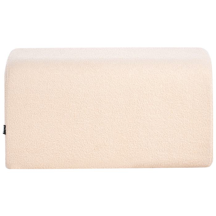 Pouf poggiapiedi rettangolare da salotto imbottito in tessuto boucle beige