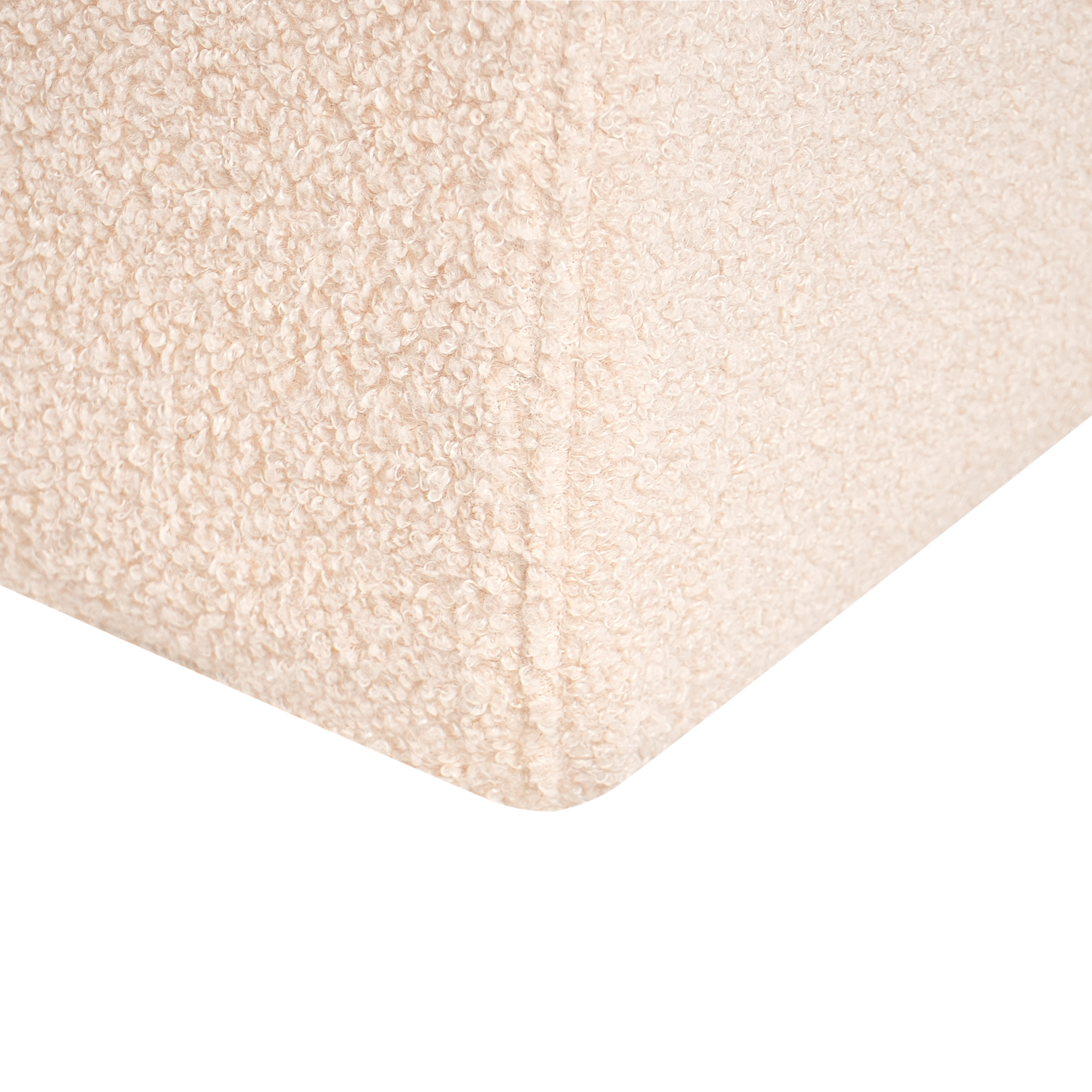 Pouf poggiapiedi rettangolare da salotto imbottito in tessuto boucle beige