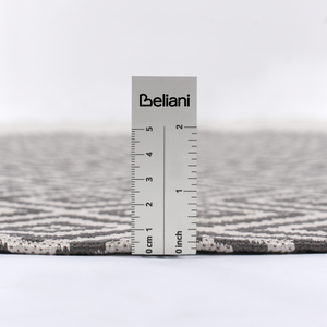 Tappeto rotondo per interni e per esterni con motivo geometrico ⌀ 160 cm Grigio stile moderno balcone patio