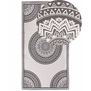 Tappeto per interni e per esterni con motivo orientale 80 x 150 cm Grigio e beige moderno balcone patio