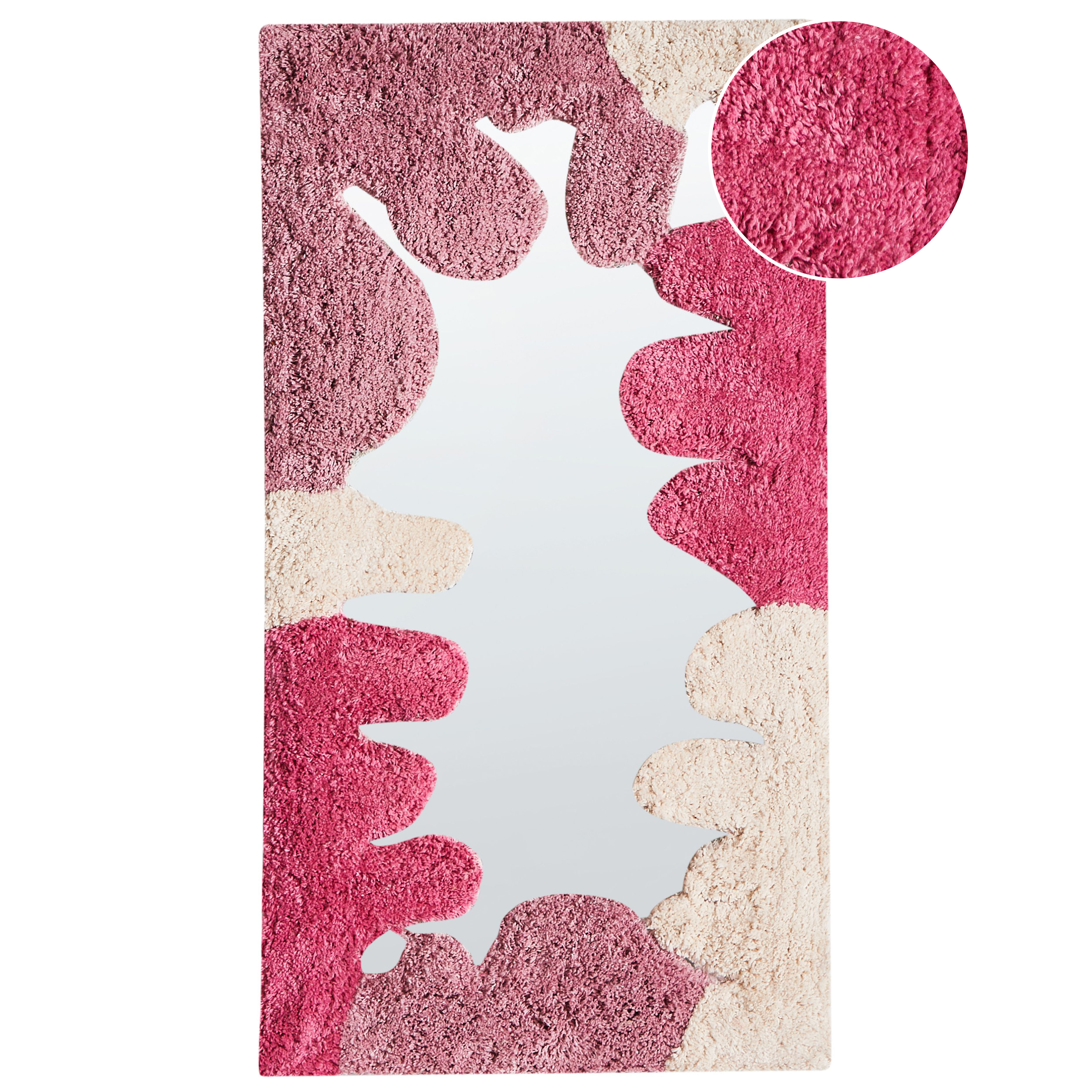 Specchio da parete in cotone rosa 75 x 41 cm Forma rettangolare decorativa Decorazione astratta Accessori per la casa