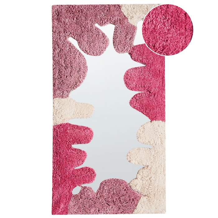 Specchio da parete in cotone rosa 75 x 41 cm Forma rettangolare decorativa Decorazione astratta Accessori per la casa