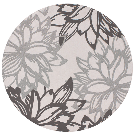 Tappeto rotondo moderno per interni e per esterni con motivo floreale 120 cm Grigio moderno balcone patio